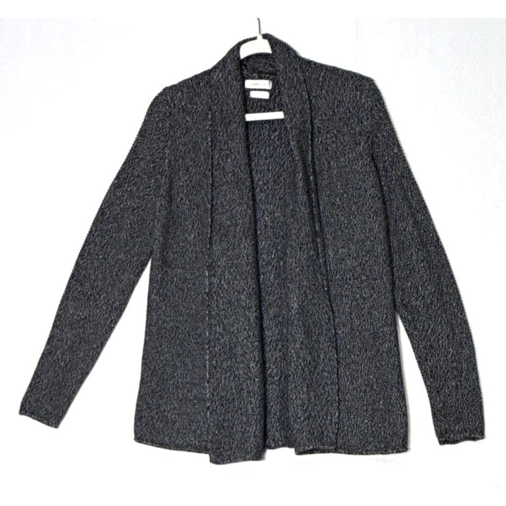 Van Heusen Women's MED Black/White Marled Tight-Knit Open Cardigan 100% Cotton